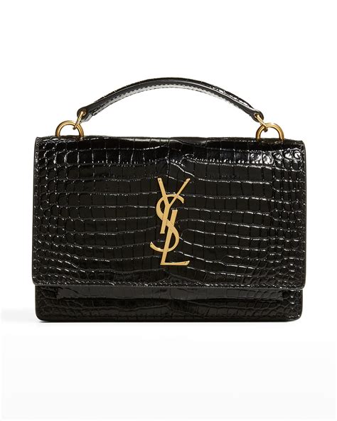 Saint Laurent Sunset YSL Monogram Stamped Croc Glace 